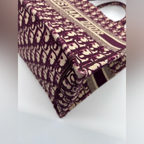 Christian Dior Book Tote Oblique Canvas Maroon Burgundy (Medium) With Box - Picture 10 of 16